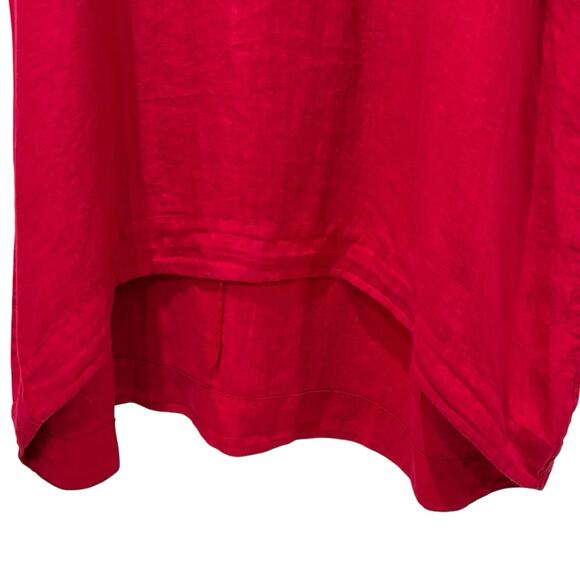 Bryn Walker Linen Marina High Low Dress Raspberry Pink Large Pockets - Picture 2 of 7